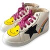 Rainbow Smiley Hi Top Sneaker, White - Sneakers - 1 - thumbnail