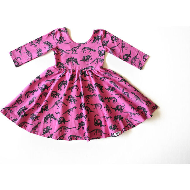 Twirly Dress In Dino , Pink - Dresses - 1