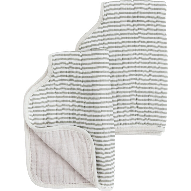 Cotton Muslin Burp Cloth 2 Pack - Grey Stripe - Burp Cloths - 1