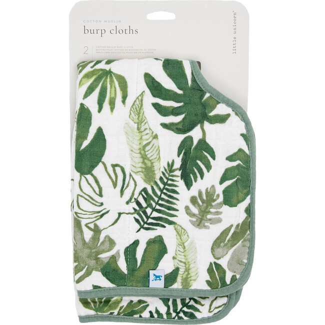 Cotton Muslin Burp Cloth 2 Pack - Tropical Leaf - Burp Cloths - 3