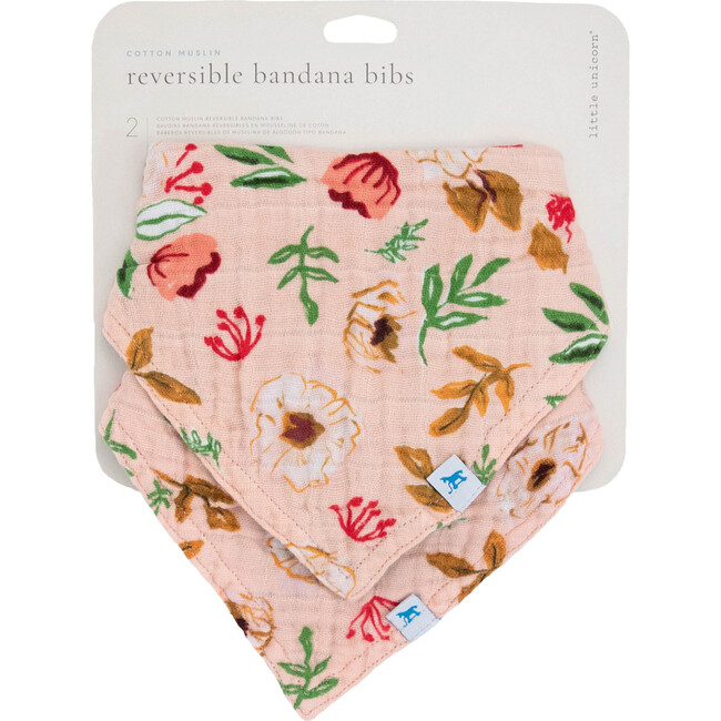Cotton Muslin Reversible Bandana Bib 2 Pack - Vintage Floral - Bibs - 5
