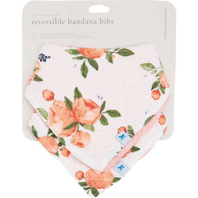 Cotton Muslin Reversible Bandana Bib 2 Pack - Watercolor Roses - Bibs - 5