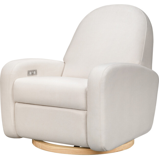 Nami Glider Recliner, Cream Eco-Weave With Light Wood Base - Nursery Chairs - 1