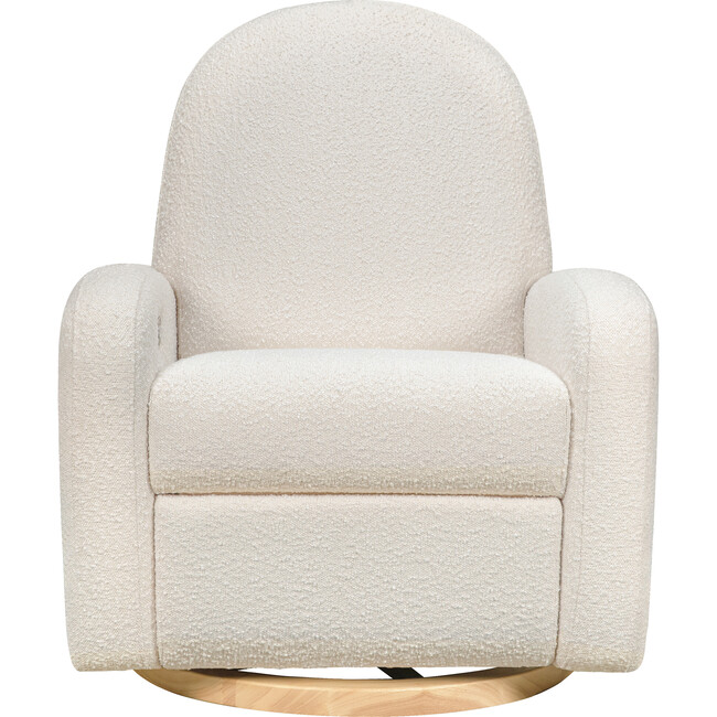 Nami Glider Recliner, Ivory Boucle With Light Wood Base