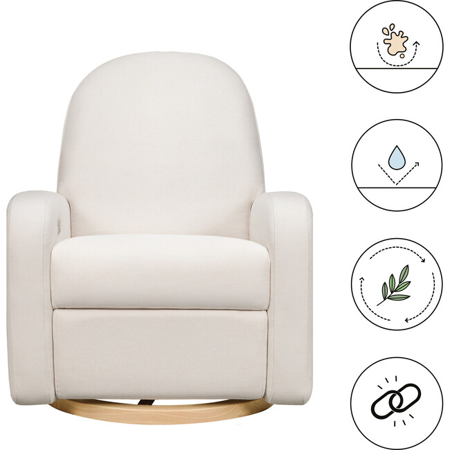 Nami Glider Recliner, Cream Eco-Weave With Light Wood Base - Nursery Chairs - 3