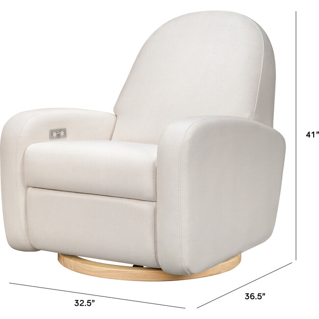 Nami Glider Recliner, Cream Eco-Weave With Light Wood Base - Nursery Chairs - 4