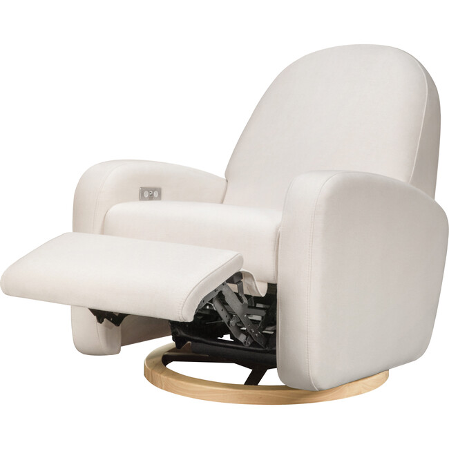 Nami Glider Recliner, Cream Eco-Weave With Light Wood Base - Nursery Chairs - 9