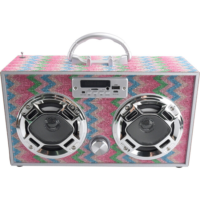 Bluetooth Fm Radio W LED Speakers, Chevron Bling Boombox