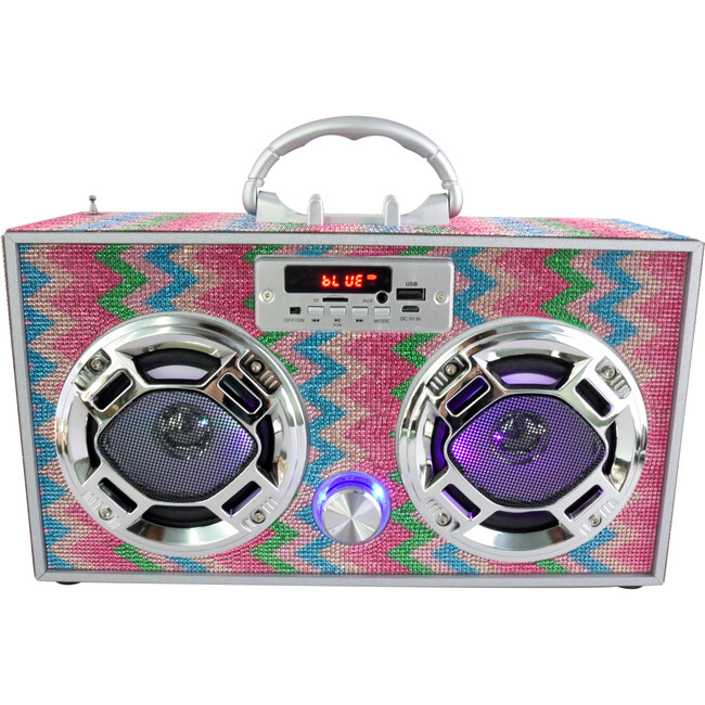 Bluetooth Fm Radio W LED Speakers, Chevron Bling Boombox - Tech Toys - 3