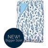 Classic Muslin Super Snuggle Blanket, Blue Leaves + Cornflower - Blankets - 1 - thumbnail