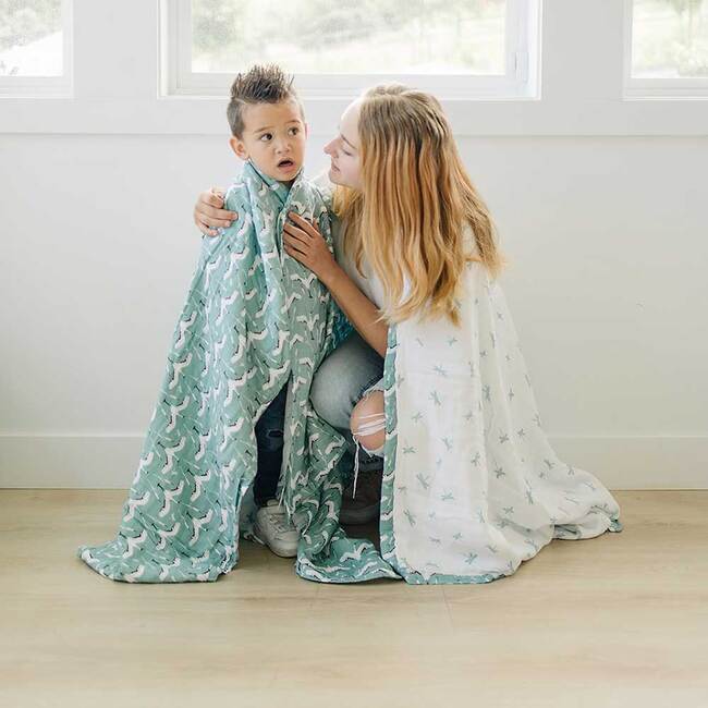 Oh So Soft Muslin Super Snuggle Blanket, Crane + Dragonfly - Blankets - 3