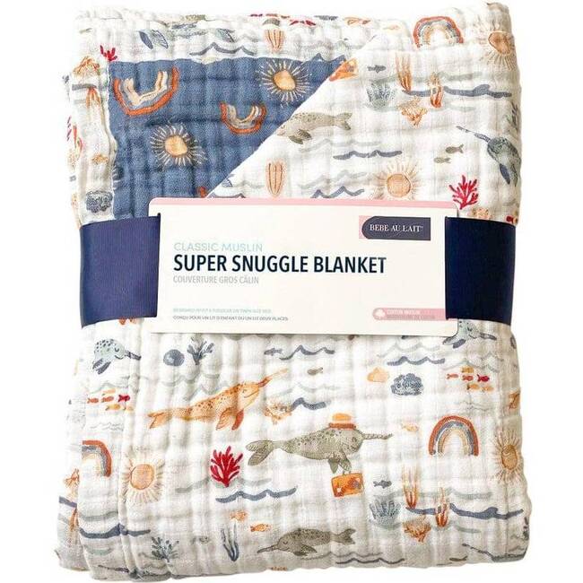 Classic Muslin Super Snuggle Blanket, Narwhal + Hello Sunshine - Blankets - 4