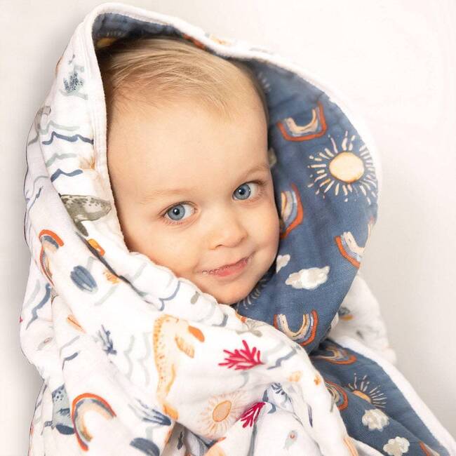 Classic Muslin Snuggle Blanket, Narwhal + Hello Sunshine