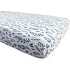 Classic Muslin Crib Sheet, Blue Leaves - Sheets - 1 - thumbnail