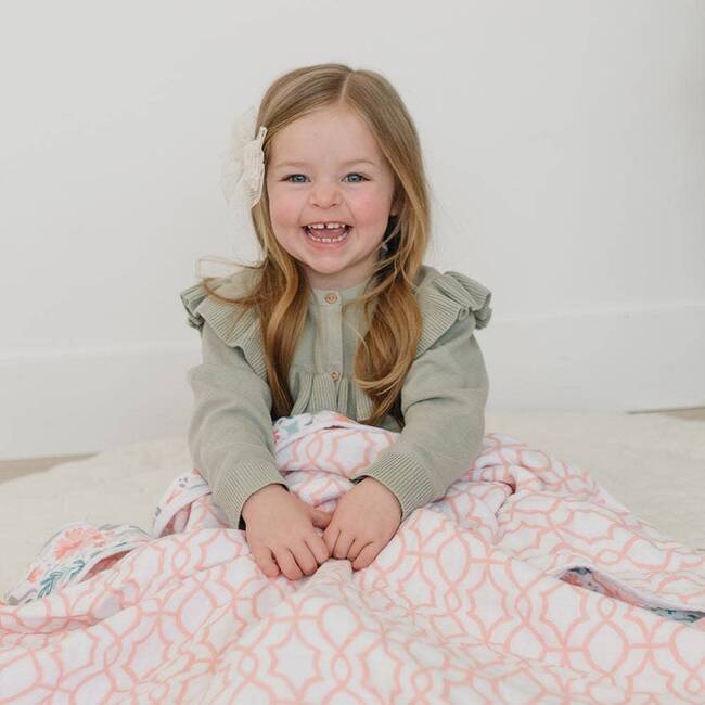 Classic Muslin Snuggle Blanket, Floret + Trellis - Blankets - 3