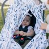 Classic Muslin Car Seat Cover, Blue Leaves - Car Seat Accessories - 2