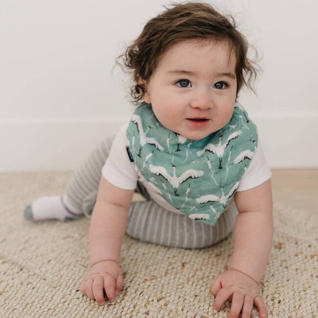 Oh So Soft Muslin Bandana Bib, Crane - Bibs - 3