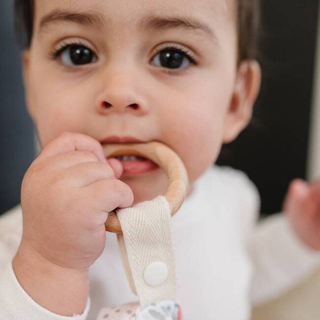 Classic Muslin Teether Blanket with Wooden Teether Ring, Floret - Teethers - 3