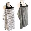 2-in-1 Nursing Cover, Heather Grey + Grey Stripes - Nursing Covers - 1 - thumbnail