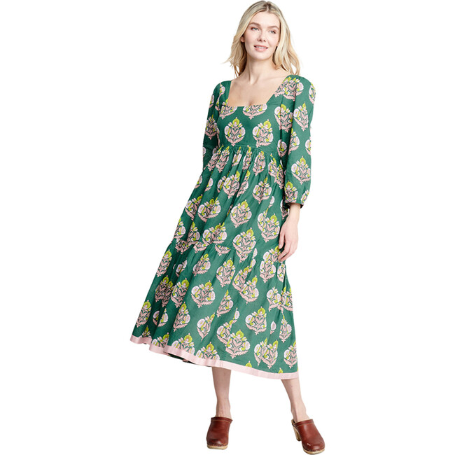 Womens Sierra Dress, Hunter Green Flower - Dresses - 1
