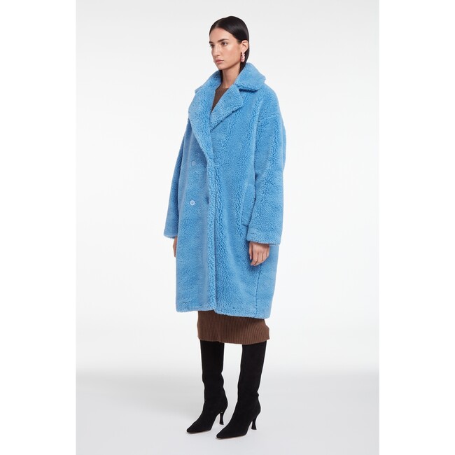 Women's Dasha Marina Blue Vegan Shearling Coat - Fur & Faux Fur Coats - 4