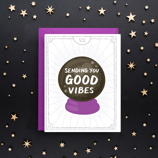 Good Vibes Crystal Ball Tarot Greeting Card