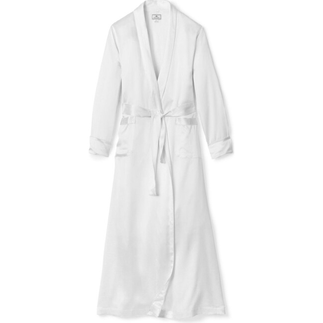 Women's Silk Long Robe, White - Robes - 1