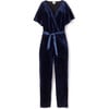 Women's Velour Jumpsuit, Navy - Rompers - 1 - thumbnail