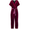 Women's Velour Jumpsuit, Royal Garnet - Rompers - 1 - thumbnail