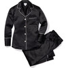 Women's Silk Pajama Set, Black - Pajamas - 1 - thumbnail
