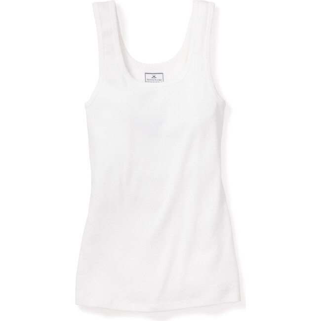 Women's Sleeveless Pointelle Top, White - Loungewear - 1