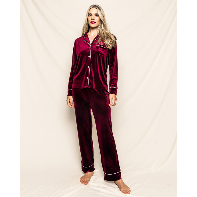 Women's Velour Pajama Set, Royal Garnet