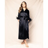 Women's Silk Robe with Feathers, Black - Robes - 2