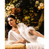 Women's Silk Robe with feathers, White - Robes - 3