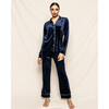 Women's Velour Pajama Set, Navy - Pajamas - 2