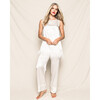 Women's Silk Tunic Set with Feathers, White - Pajamas - 2