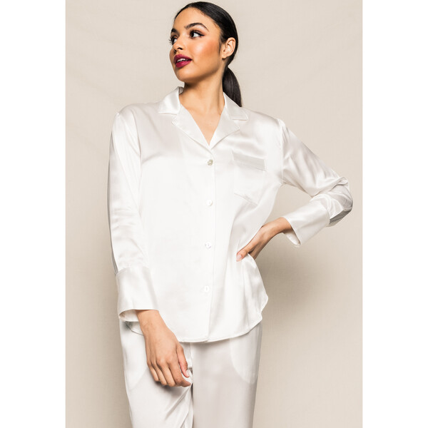 Women's Silk Pajama Set, White - Petite Plume Mommy & Me Shop