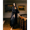 Women's Silk Robe with Feathers, Black - Robes - 4