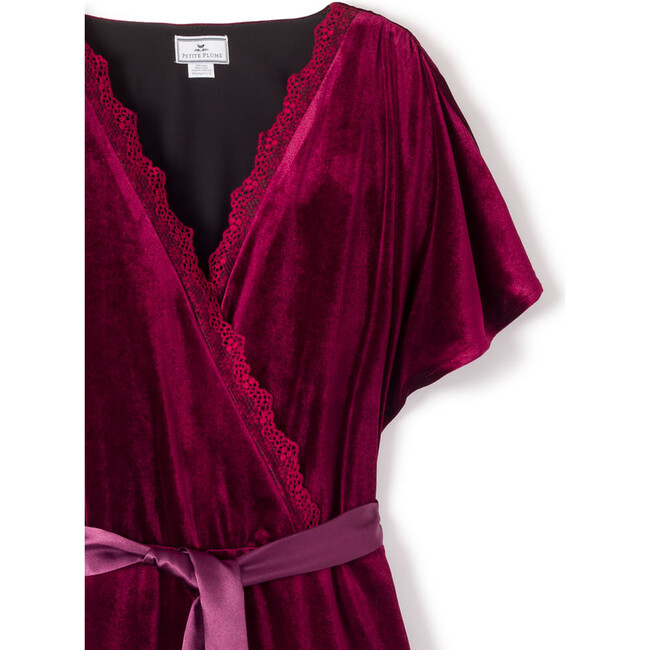 Women's Velour Jumpsuit, Royal Garnet - Rompers - 5