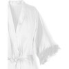 Women's Silk Robe with feathers, White - Robes - 5 - thumbnail