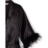 Women's Silk Robe with Feathers, Black - Robes - 6