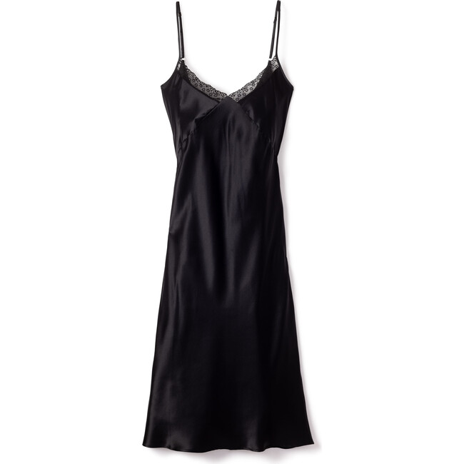 Women's Silk Cosette Slip with Lace, Black - Nightgowns - 1