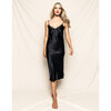 Women's Silk Cosette Slip with Lace, Black - Nightgowns - 2 - thumbnail