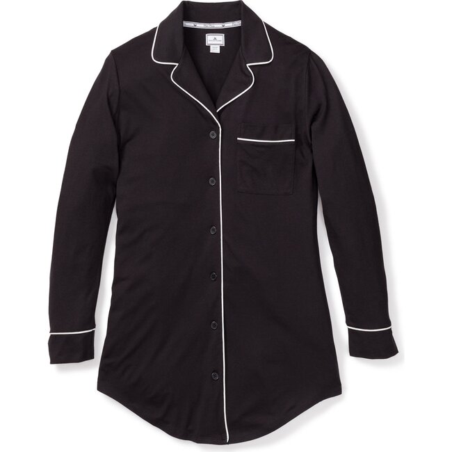 Women's Luxe Pima Cotton Nightshirt, Black - Nightgowns - 1