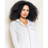 Women's Luxe Pima Cotton Nightshirt, White with Black Piping - Nightgowns - 2