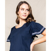 Women's Hospital Gown, Navy Twill - Nightgowns - 3