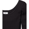 Women's Long Sleeve Pointelle Top, Black - Loungewear - 4
