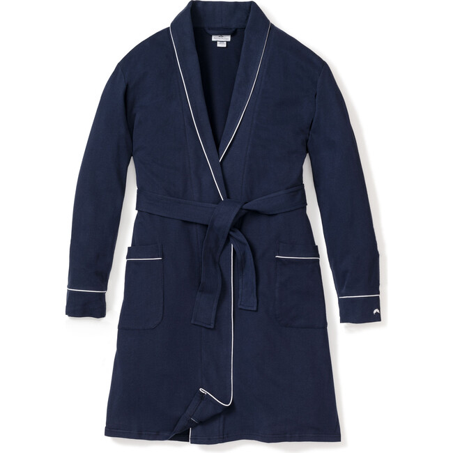 Women's Flannel Robe, Navy - Robes - 1