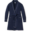 Women's Flannel Robe, Navy - Robes - 1 - thumbnail
