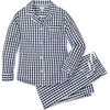 Women's Flannel Pajama Set, Navy Gingham - Pajamas - 1 - thumbnail